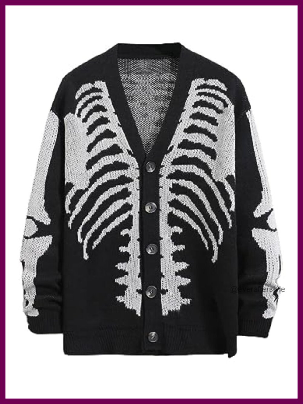 Men's Skeleton Knit Cardigan Long Sleeve Button Front Sweater